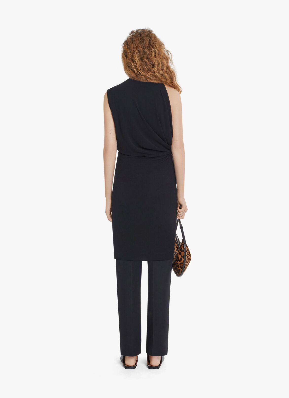 DRAPED FLUID JERSEY DRESS  ALAÏA BLACK DRAPED FLUID JERSEY DRESS